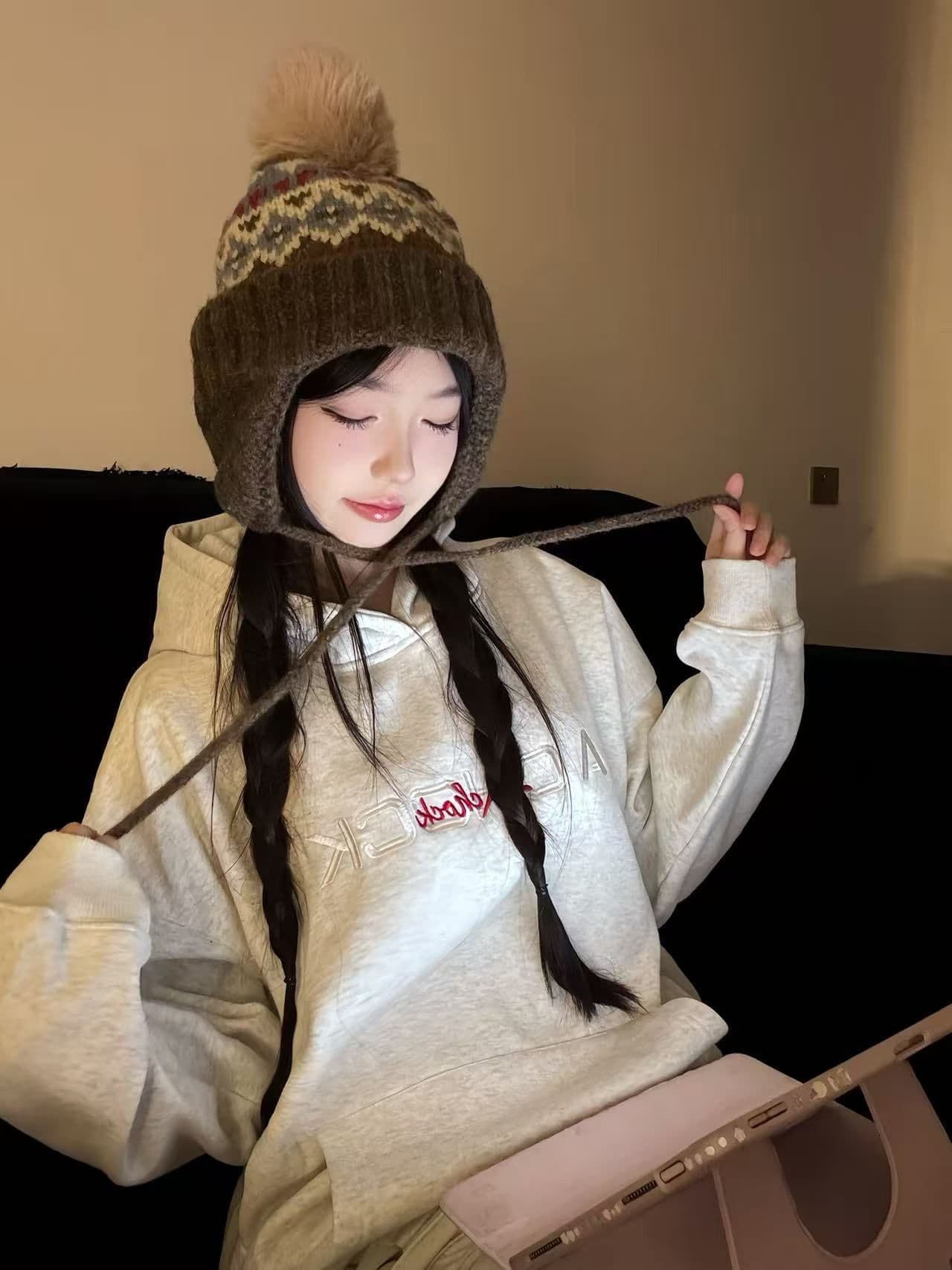 350 그램 좋은 품질 솜씨 원본 압력 라인 전후 자수 순수한 Mianhua 면 복합 후드 티 스웨터 이미지 3