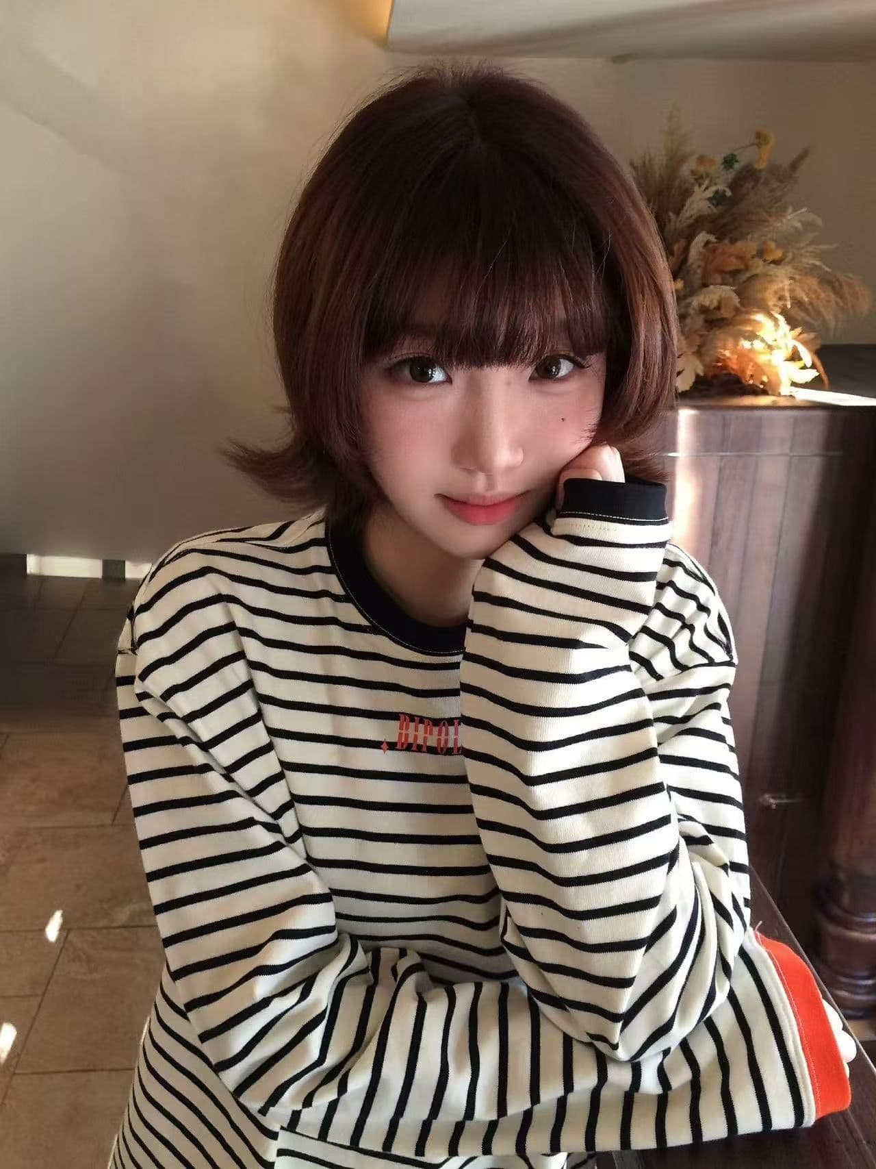 원본 솜씨 전후 프린트 광저우 원본 원단 긴팔 티셔츠 여성 이미지 2
