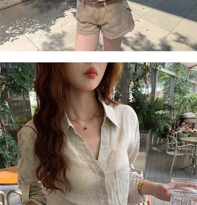 원본 솜씨 오래된 돈 바람 긴팔 셔츠 여성 의류 새로운 봄 여름 느슨함 디자인 센스 POLO 칼라 맨위 상세 이미지 16