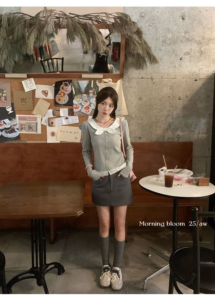 페이크 레이어드 레이스업 나비 매듭 도트 무늬 기본 셔츠 여성 가을 겨울 인사이드 가져 가라. 작은 키 몸매 가꾸기 슬림해 보이는 맨위 이미지 2