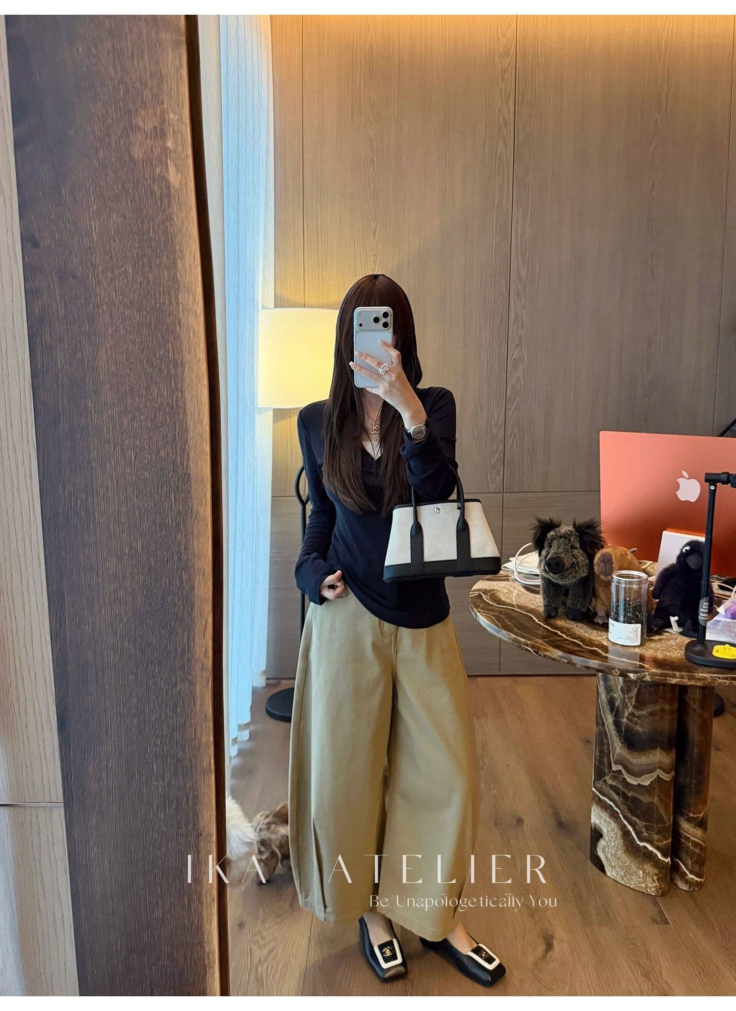 눈꽃 면 돈 미 서부 페이크 레이어드 배색 V넥 맨위 몸매 가꾸기 슬림해 보이는 니트 긴 소매 블라우스 가을 여성 상세 이미지 16