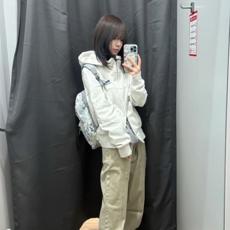 복합 원단 400g 자수 폴로 칼라 봄 가을 무거운 오픈 가디건 재킷 후드 커플 후드티 재킷 이미지 3