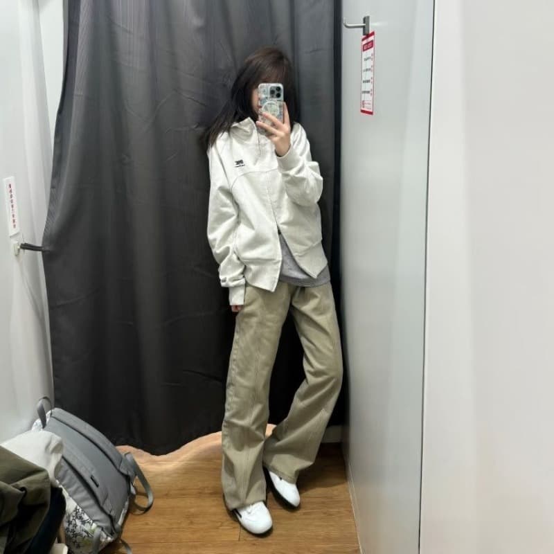 복합 원단 400g 자수 폴로 칼라 봄 가을 무거운 오픈 가디건 재킷 후드 커플 후드티 재킷 이미지 5