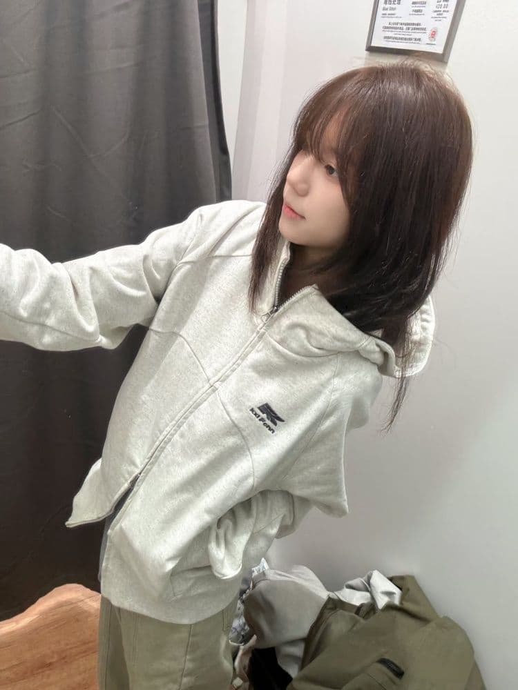 복합 원단 400g 자수 폴로 칼라 봄 가을 무거운 오픈 가디건 재킷 후드 커플 후드티 재킷 상세 이미지 7