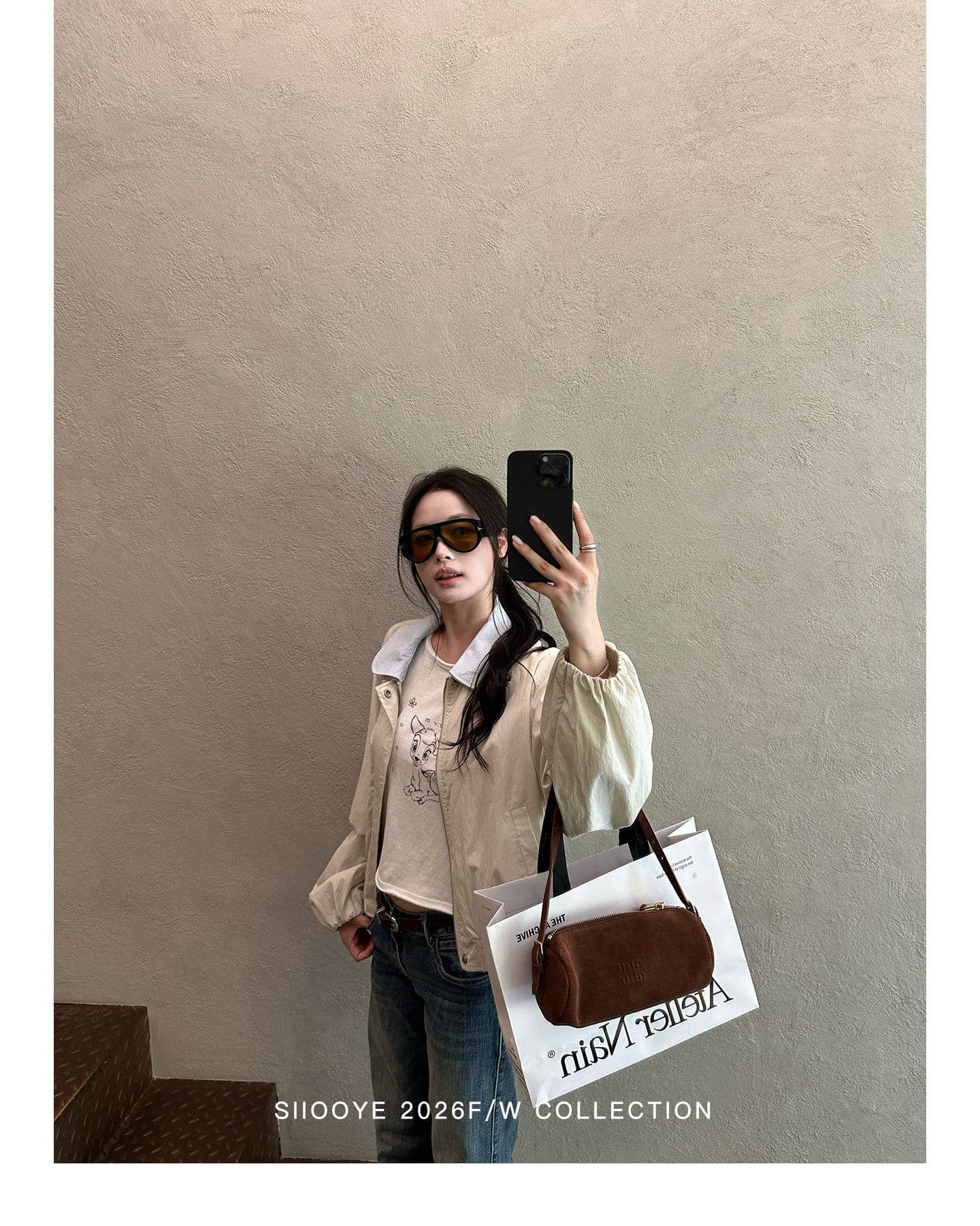 siiooye 작은 사슴 플라크 면 100% 느슨함 센스 인쇄 하나 마키 연주 중 바닥 티셔츠 여성 가을 겨울 인사이드 가져 가라. 긴팔 맨위 상세 이미지 6