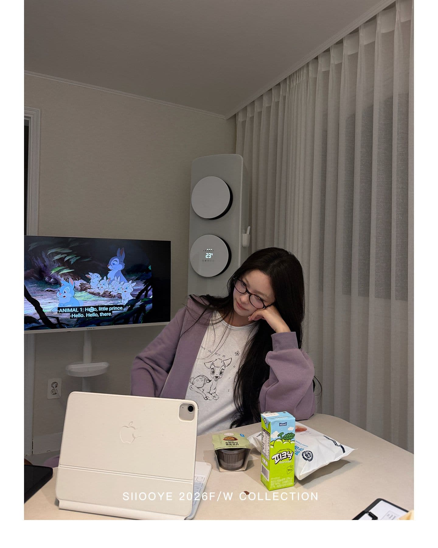 siiooye 작은 사슴 플라크 면 100% 느슨함 센스 인쇄 하나 마키 연주 중 바닥 티셔츠 여성 가을 겨울 인사이드 가져 가라. 긴팔 맨위 상세 이미지 11