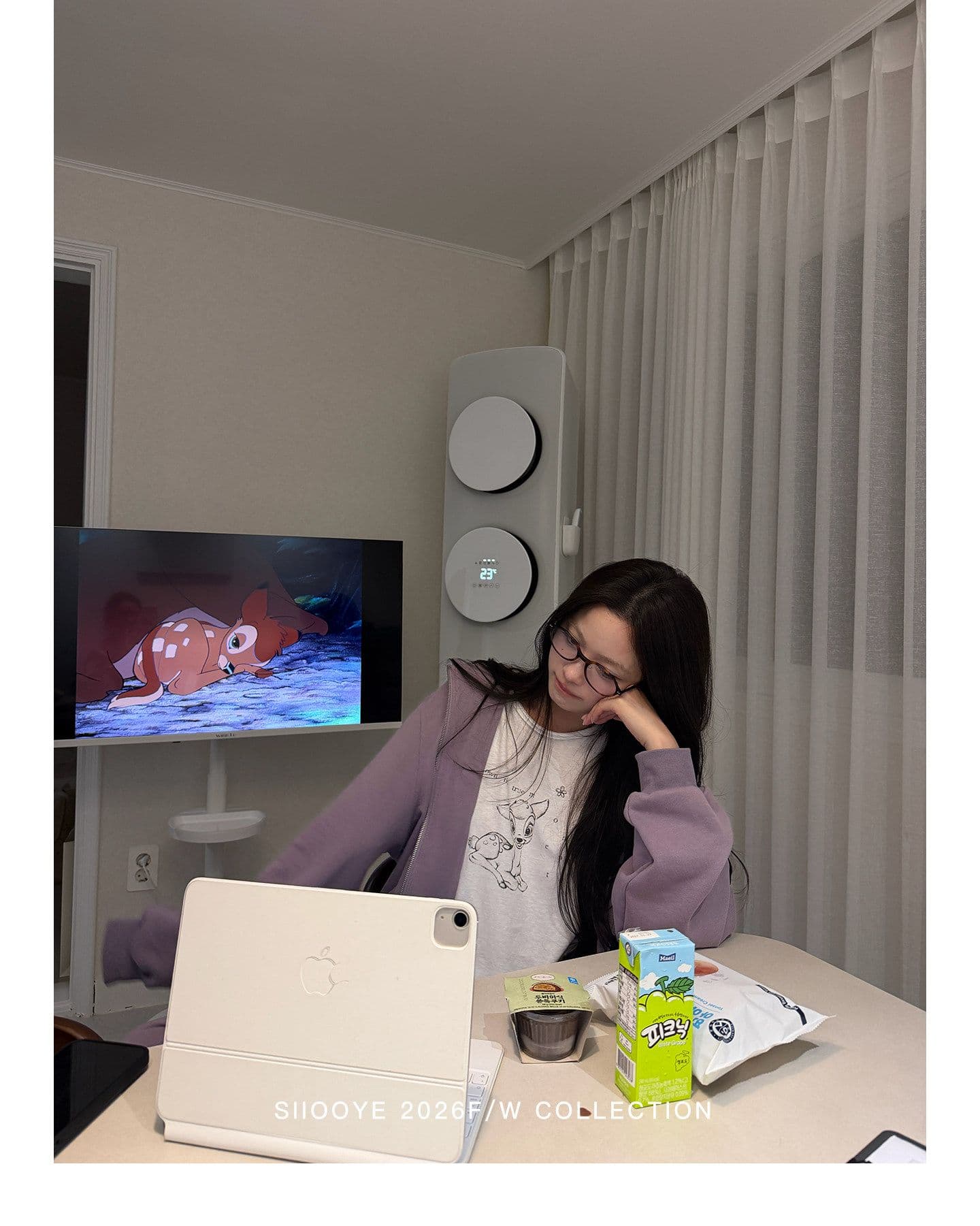 siiooye 작은 사슴 플라크 면 100% 느슨함 센스 인쇄 하나 마키 연주 중 바닥 티셔츠 여성 가을 겨울 인사이드 가져 가라. 긴팔 맨위 상세 이미지 12