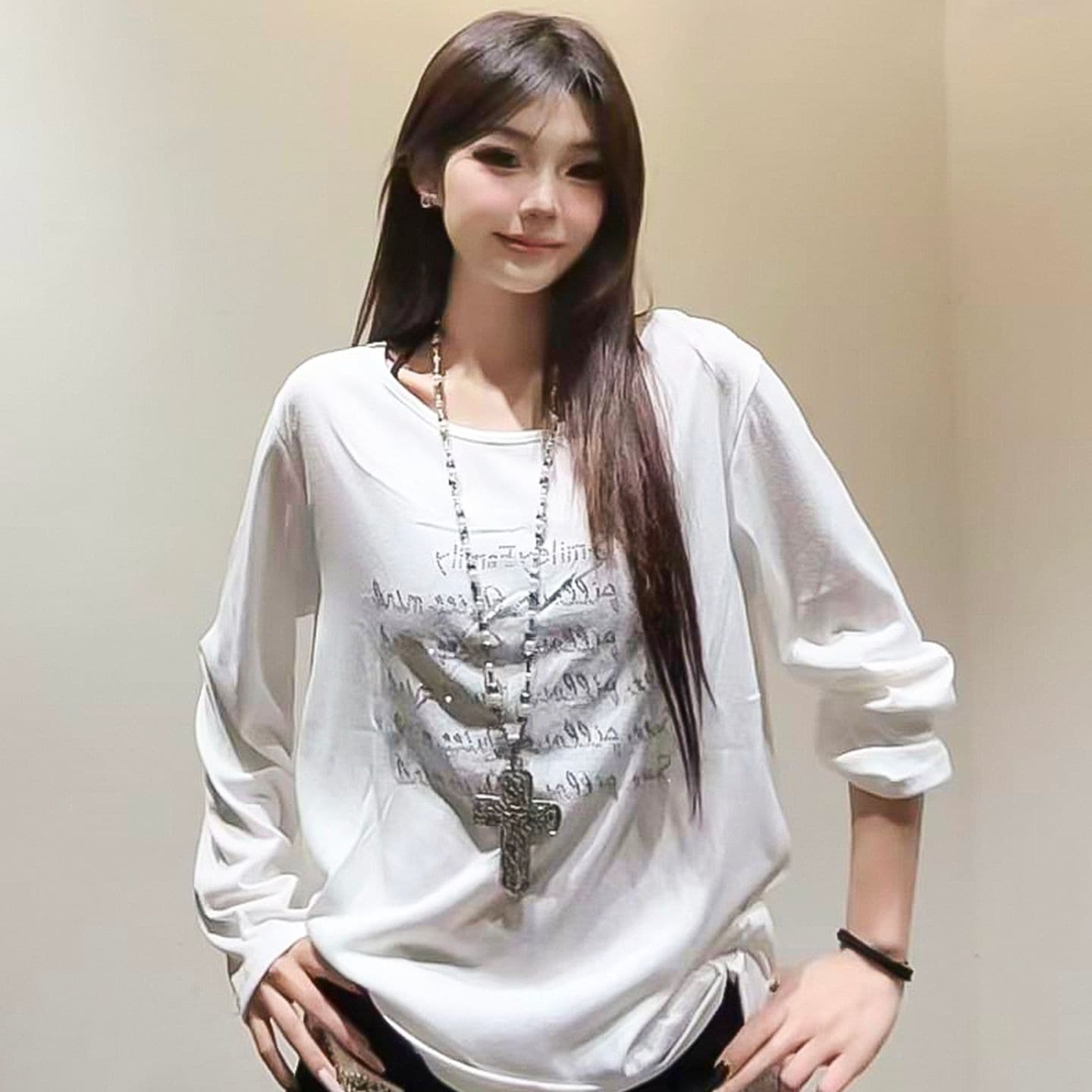 원본 품질 외국 가스 느긋한 바람 알파벳 핫픽스 긴팔 맨위 자외선 차단 블라우스 이미지 4