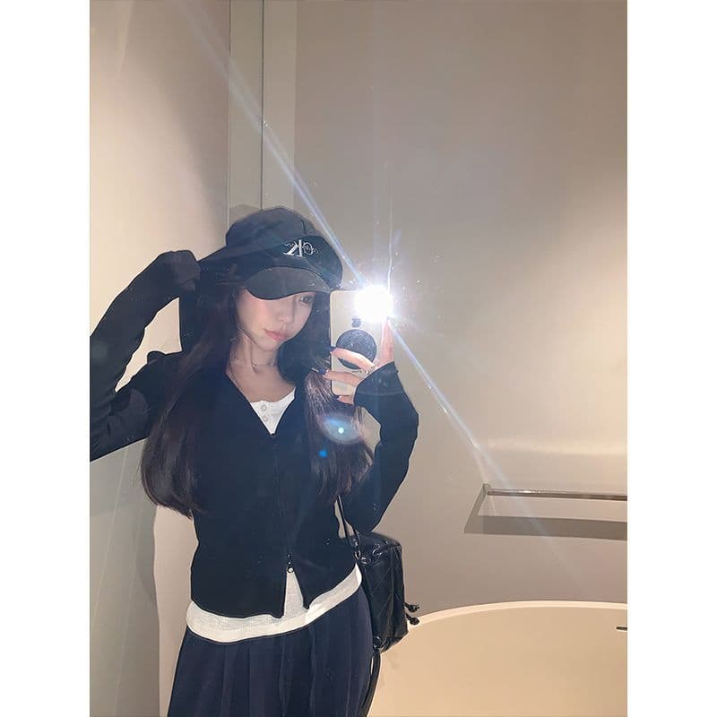 아메리칸 레트로 더블 지퍼 후드 티 스웨터 가을 새로운 긴팔 맨위 몸매 가꾸기 슬림해 보이는 오픈 가디건 여성 코트 상세 이미지 4