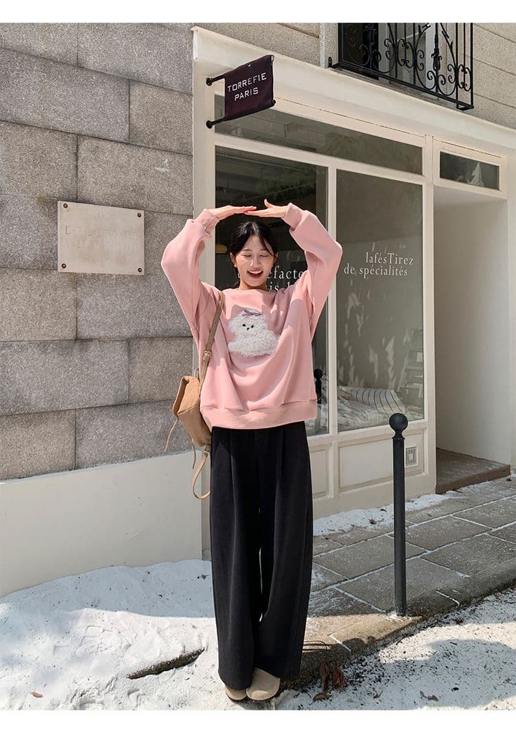 이후 테두리 원본 품질 순면 두꺼운 복합 비 반사 원단 가을 겨울 긴팔 티셔츠 여성 상세 이미지 5