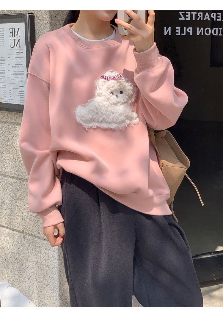 이후 테두리 원본 품질 순면 두꺼운 복합 비 반사 원단 가을 겨울 긴팔 티셔츠 여성 상세 이미지 10