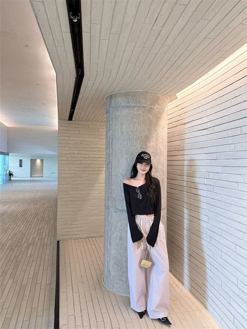 원본 사람들 면 260 그램 산소 센스 티셔츠 불규칙 오프숄더 핫걸 쇼트 스타일 도루 센스 긴팔 맨위 상세 이미지 12