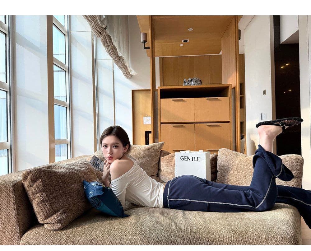 원본 사람들 면 260 그램 산소 센스 티셔츠 불규칙 오프숄더 핫걸 쇼트 스타일 도루 센스 긴팔 맨위 상세 이미지 27