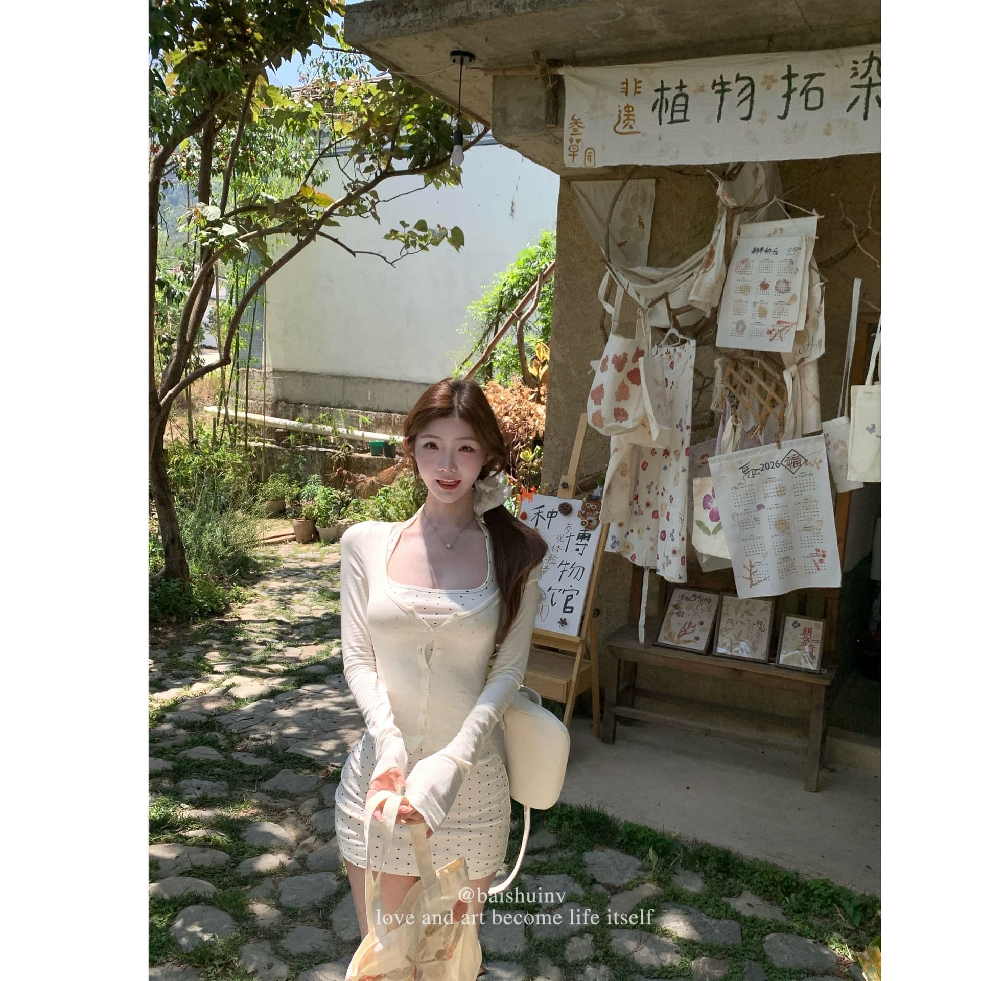 얇은 스타일 긴팔 오픈 가디건 여성 코트 가을 인사이드 가져 가라. 도트 무늬 행침 목 드레스 투피스 세트 이미지 4