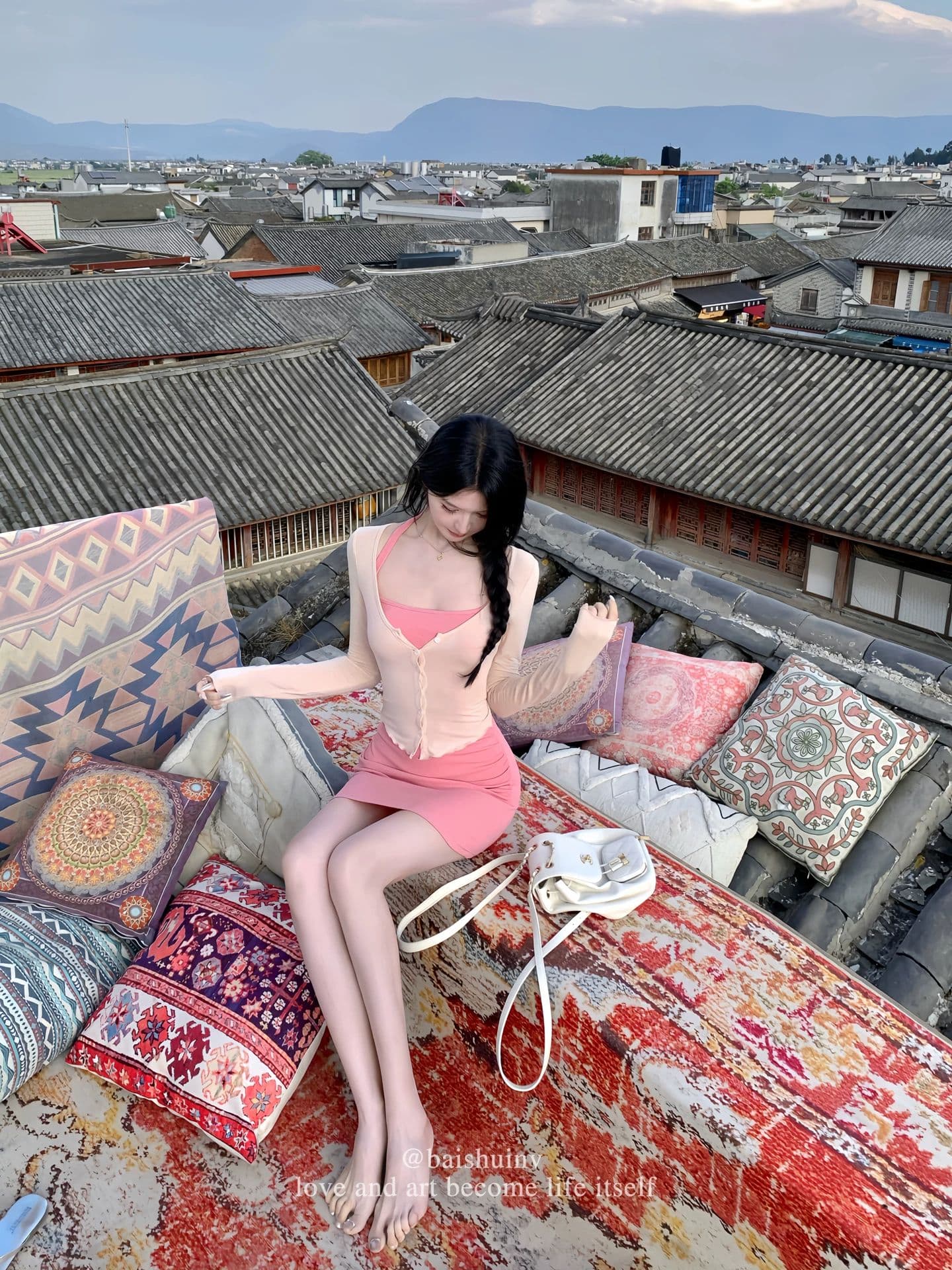 얇은 스타일 긴팔 오픈 가디건 여성 코트 가을 인사이드 가져 가라. 도트 무늬 행침 목 드레스 투피스 세트 상세 이미지 10