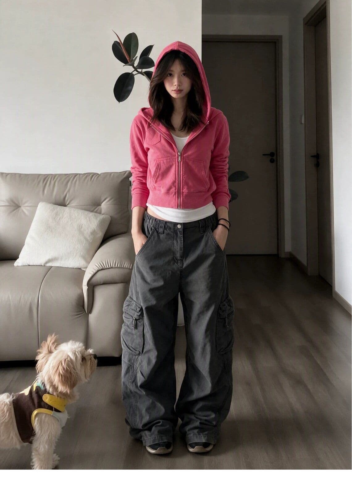 얇은 스타일 털이 있는 후아 면 마 오래된 공예 가을 재킷 파란색 지퍼 후드 티 스웨터 여성 이미지 3