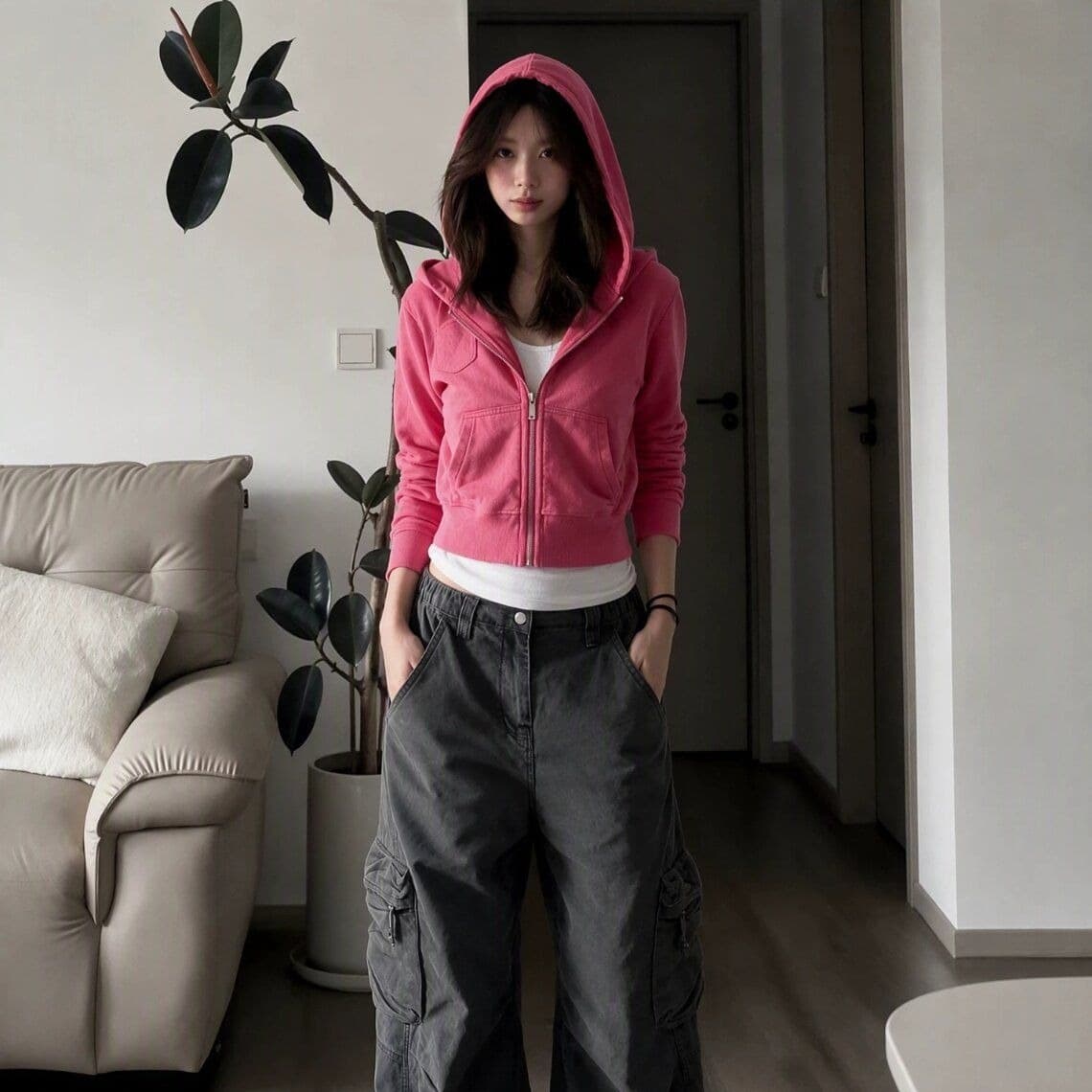 얇은 스타일 털이 있는 후아 면 마 오래된 공예 가을 재킷 파란색 지퍼 후드 티 스웨터 여성 이미지 5