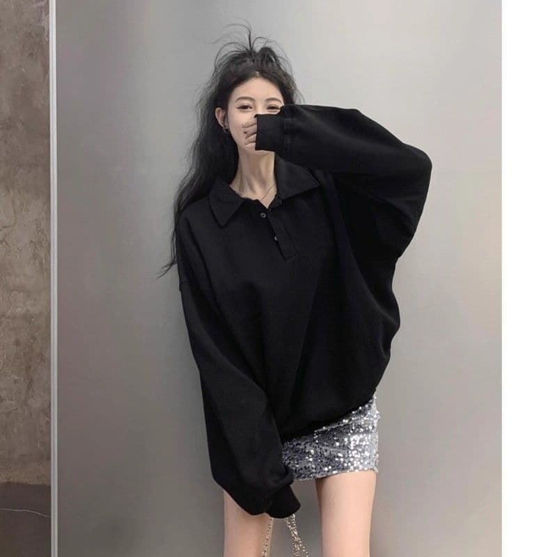 모방 면 대 물고기 규모 빅 사이즈 여성 의류 표지 배 느긋한 바람 긴팔 후드티 여성 가을 겨울 루즈핏 슬림해 보이는 맨위
