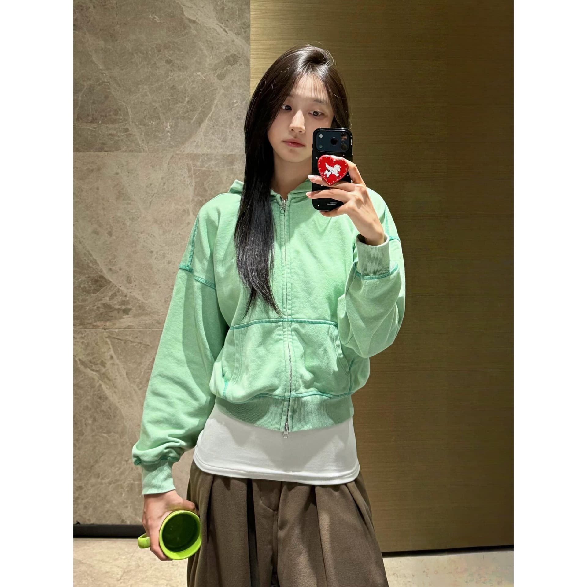 후아 면 복합 마 오래된 공예 4 개의 바늘 여섯 줄 이후 패키지 칼라 후드티 여성 파란색 카디건 코트 트렌디 상세 이미지 7
