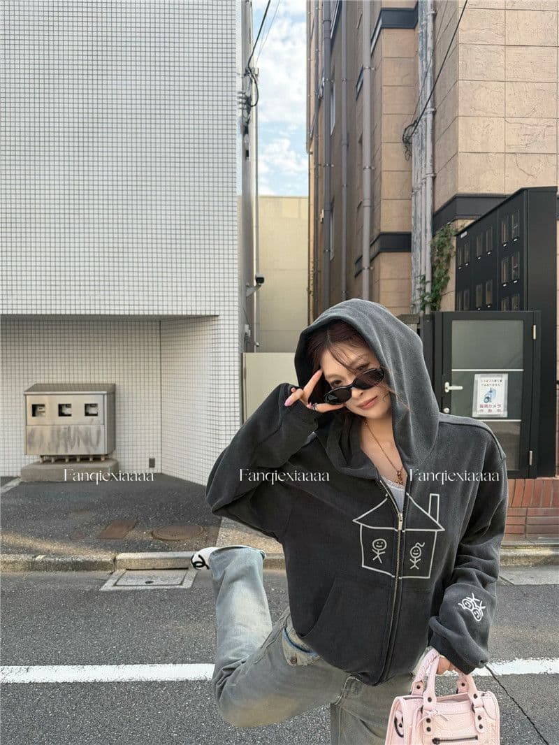 이후 패키지 칼라 후아 면 복합 마 오래된 공예 후드 알파벳 프린트 경기 사람들 후드티 재킷 상세 이미지 27
