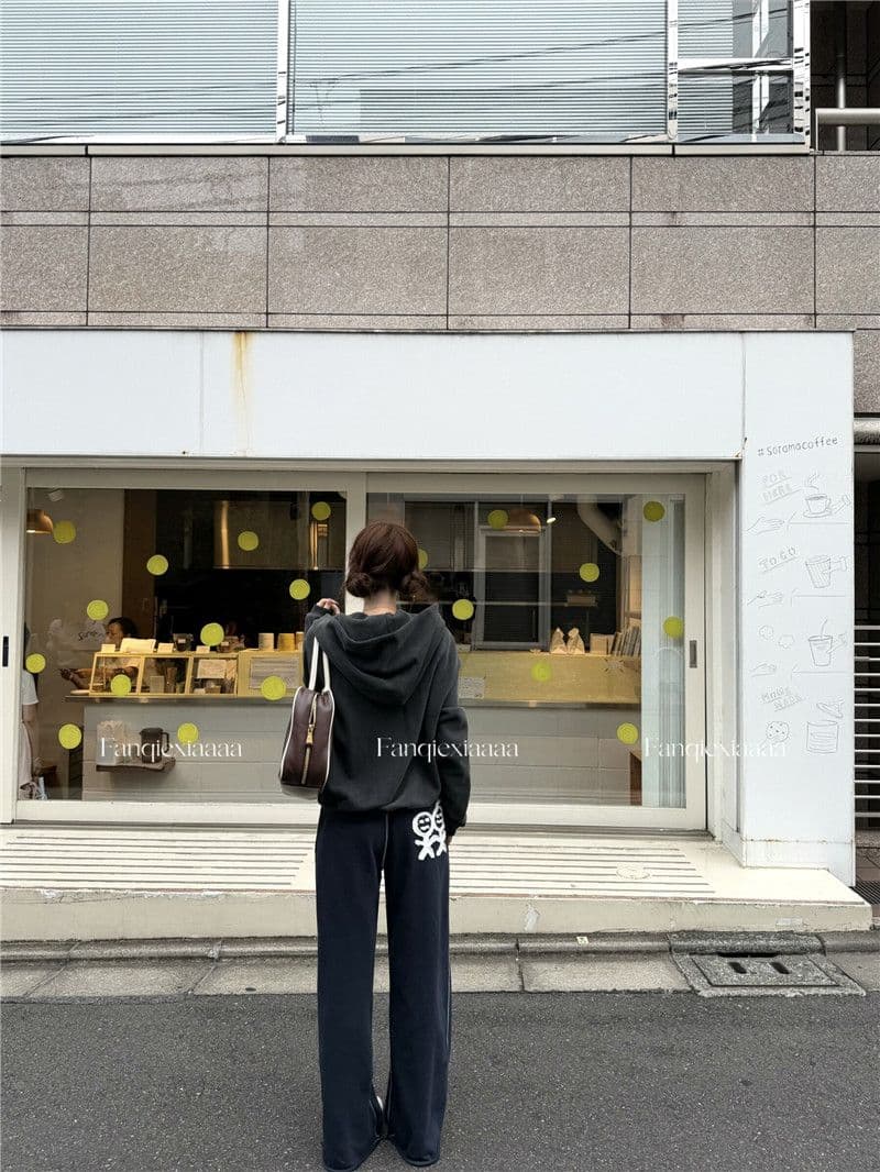이후 패키지 칼라 후아 면 복합 마 오래된 공예 후드 알파벳 프린트 경기 사람들 후드티 재킷 상세 이미지 28