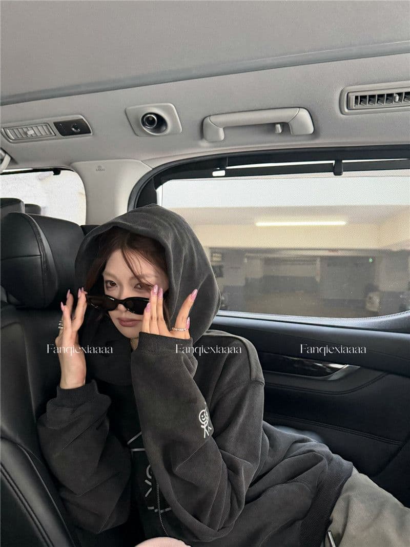 이후 패키지 칼라 후아 면 복합 마 오래된 공예 후드 알파벳 프린트 경기 사람들 후드티 재킷 상세 이미지 30