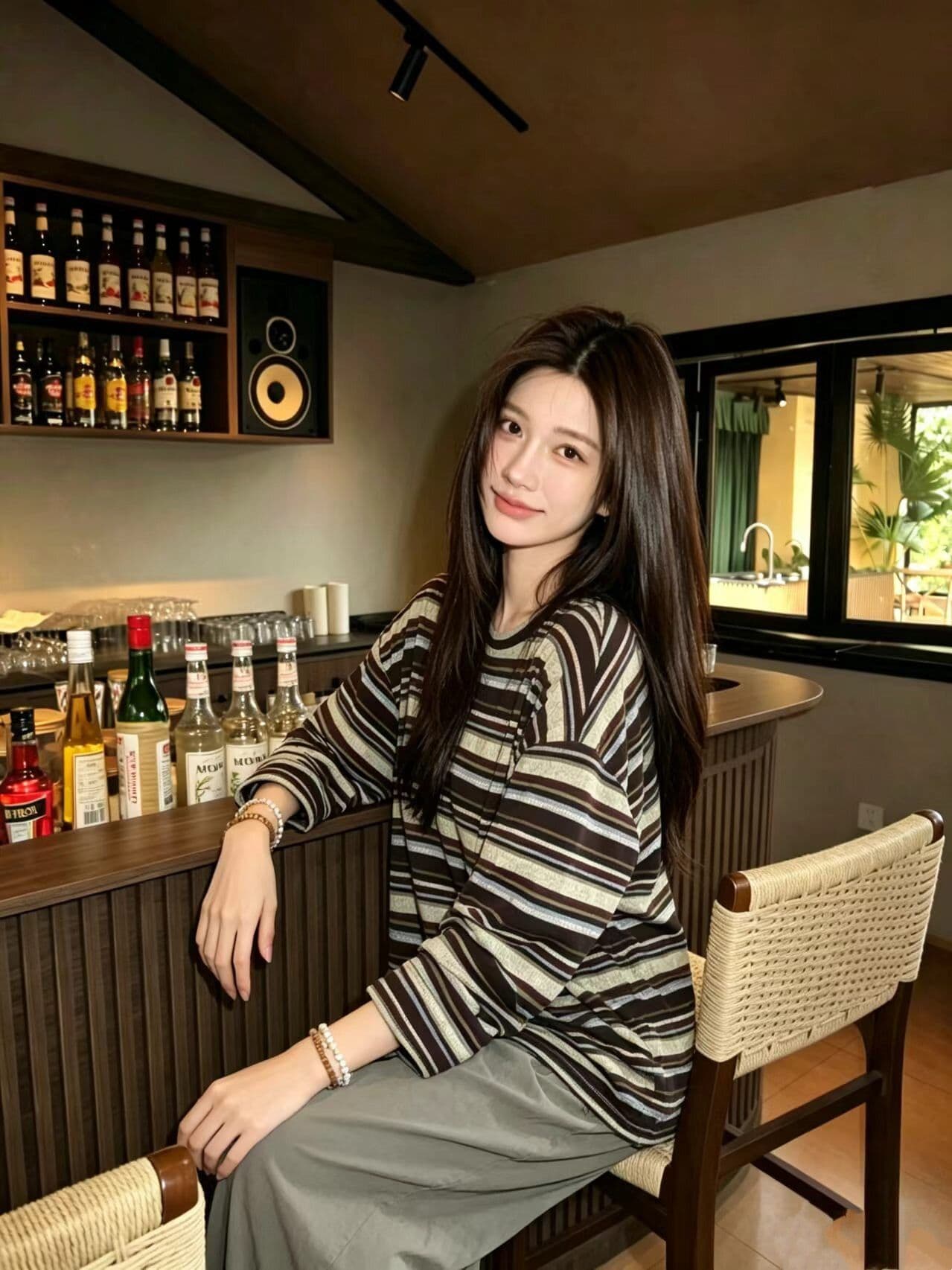 경관 그림 프랑스 양모 라운드 넥 배색 스트라이프 긴팔 이른 가을 새로운 슬림해 보이는 만나는 출퇴근 다용도 맨위 상세 이미지 6