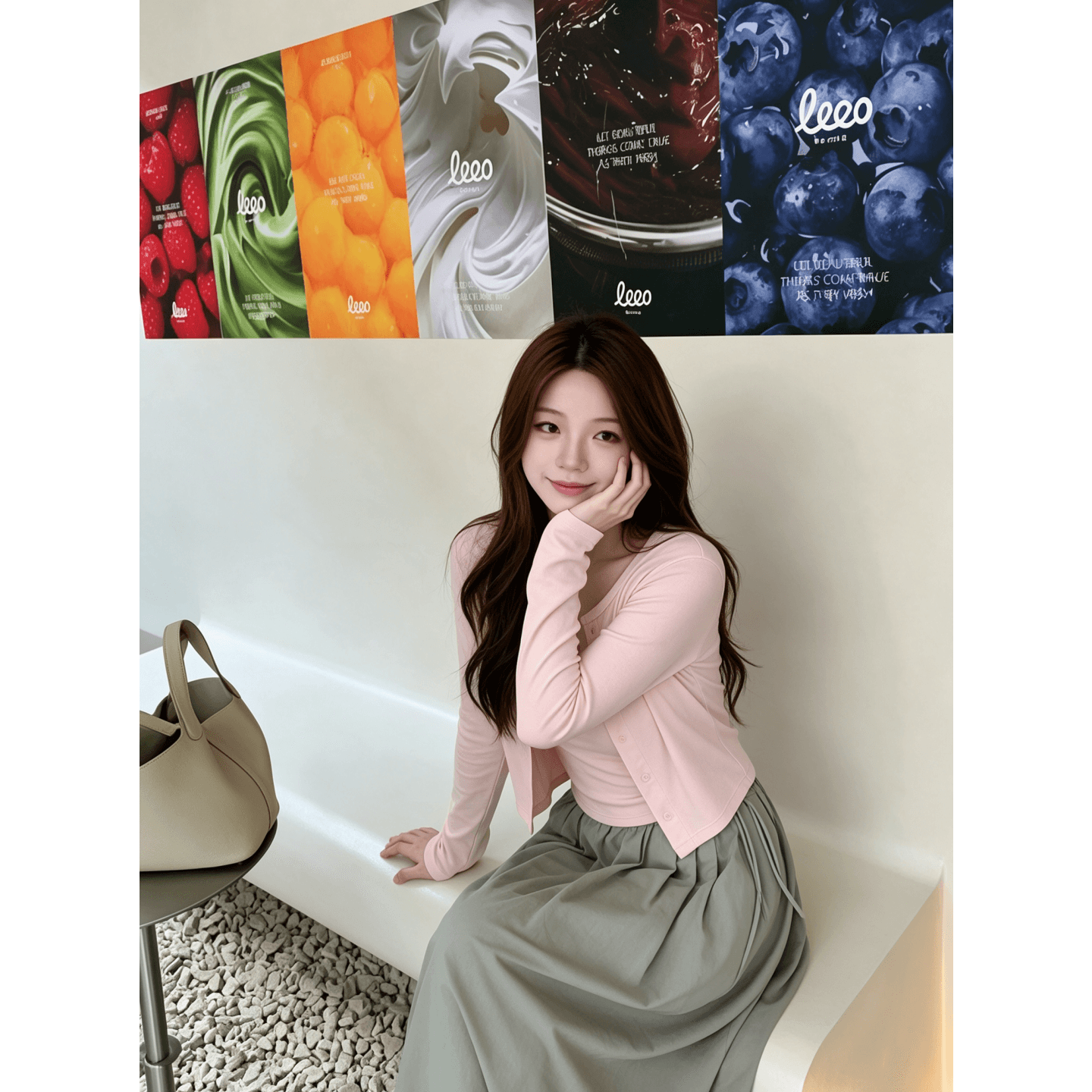 경관 그림 와 사고 방식 모달 260 그램 1 1 한 부서 달콤한 매운맛 핑크색 작은 슬링 오픈 가디건 세트 여성 이미지 2