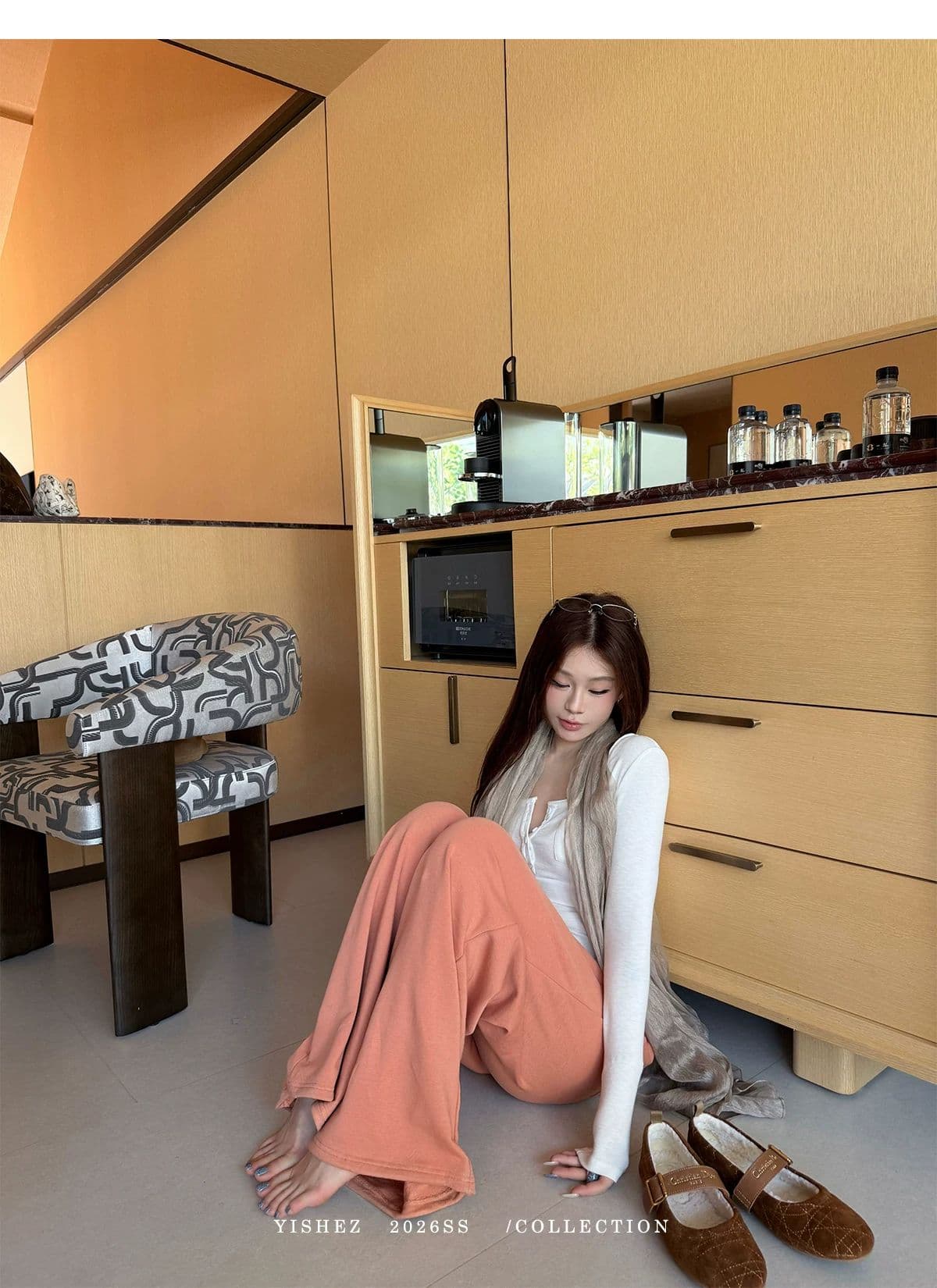 사람들 면 yishez 진짜 착용 이른 가을 주머니 헨리 셔츠 몸매 가꾸기 긴 소매 티셔츠 상세 이미지 10