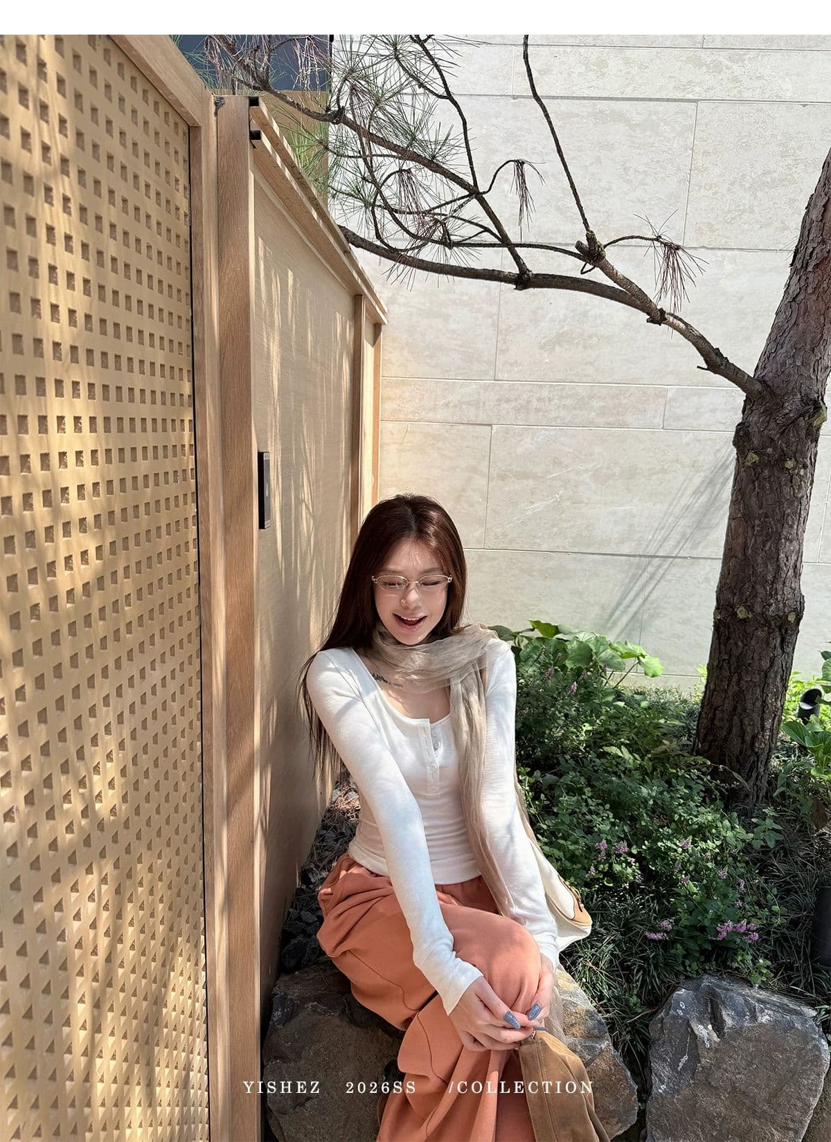 사람들 면 yishez 진짜 착용 이른 가을 주머니 헨리 셔츠 몸매 가꾸기 긴 소매 티셔츠 상세 이미지 12