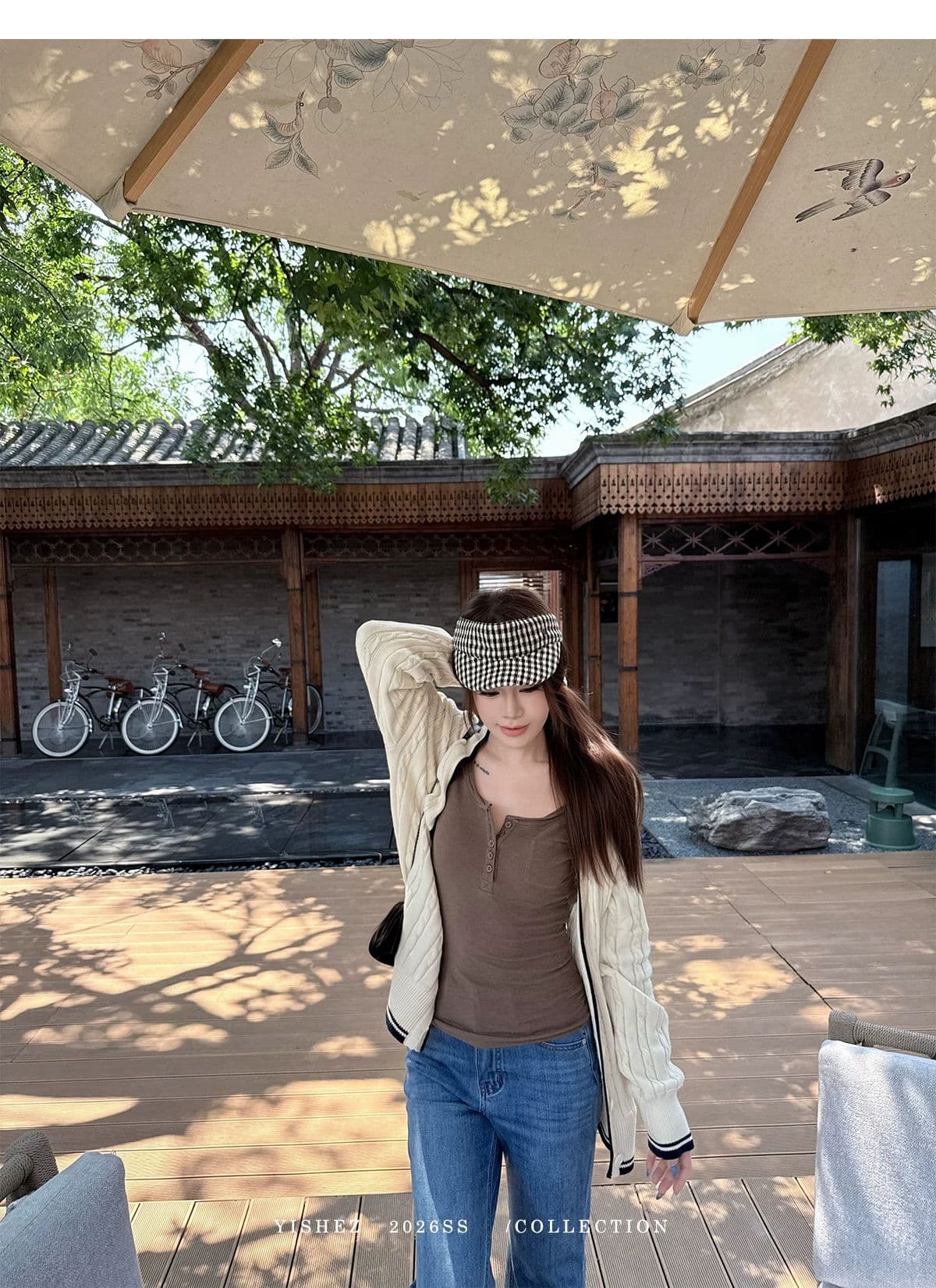 사람들 면 yishez 진짜 착용 이른 가을 주머니 헨리 셔츠 몸매 가꾸기 긴 소매 티셔츠 상세 이미지 32