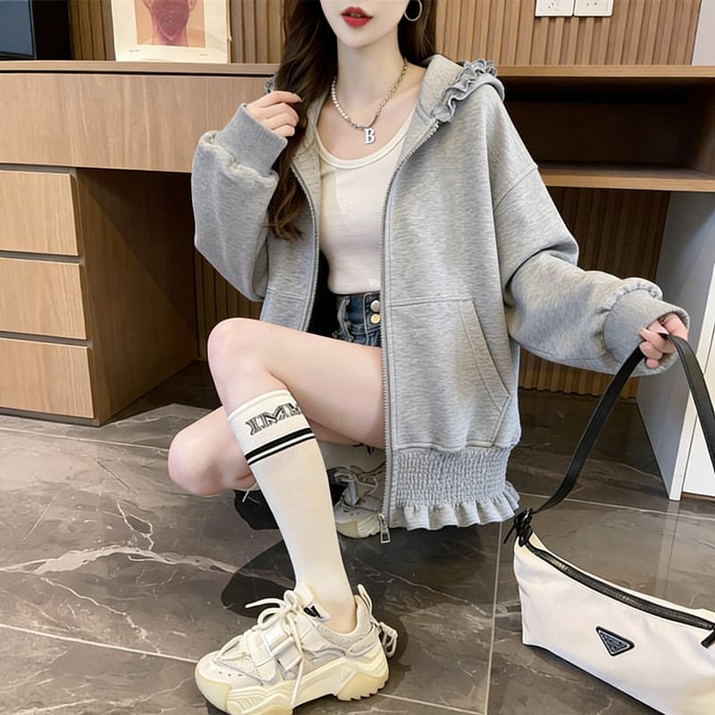 실사 300 그램 남자 바 면 폴리에스터 2026 봄 얇은 스타일 후드 티 스웨터 루즈핏 슬림해 보이는 캐주얼 여성 코트 상세 이미지 14