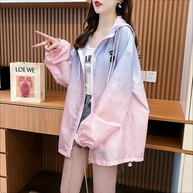 실사 폴리에스터 2026 여름 드레스 얇은 스타일 자외선 차단 의류 여성 코트 루즈핏 중간 길이 캐주얼 자외선 차단 복 맨위 상세 이미지 3