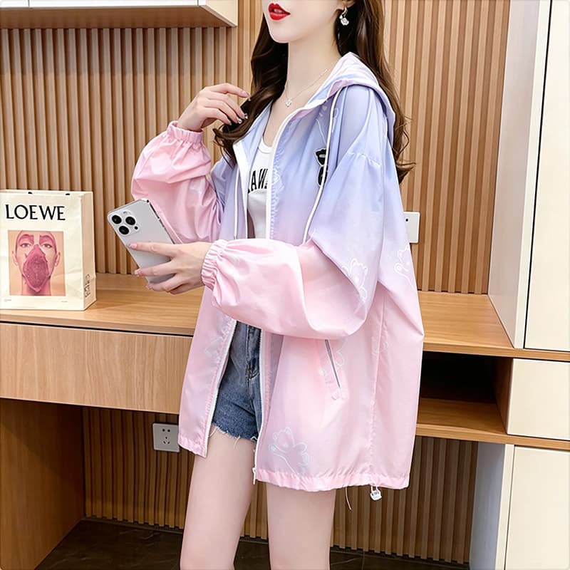 실사 폴리에스터 2026 여름 드레스 얇은 스타일 자외선 차단 의류 여성 코트 루즈핏 중간 길이 캐주얼 자외선 차단 복 맨위 상세 이미지 5