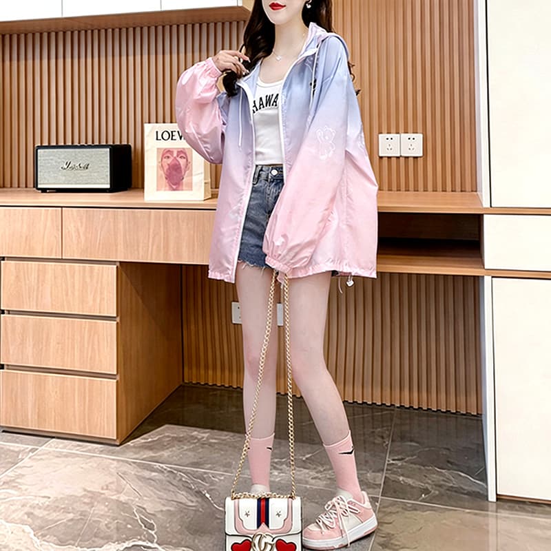 실사 폴리에스터 2026 여름 드레스 얇은 스타일 자외선 차단 의류 여성 코트 루즈핏 중간 길이 캐주얼 자외선 차단 복 맨위 상세 이미지 8