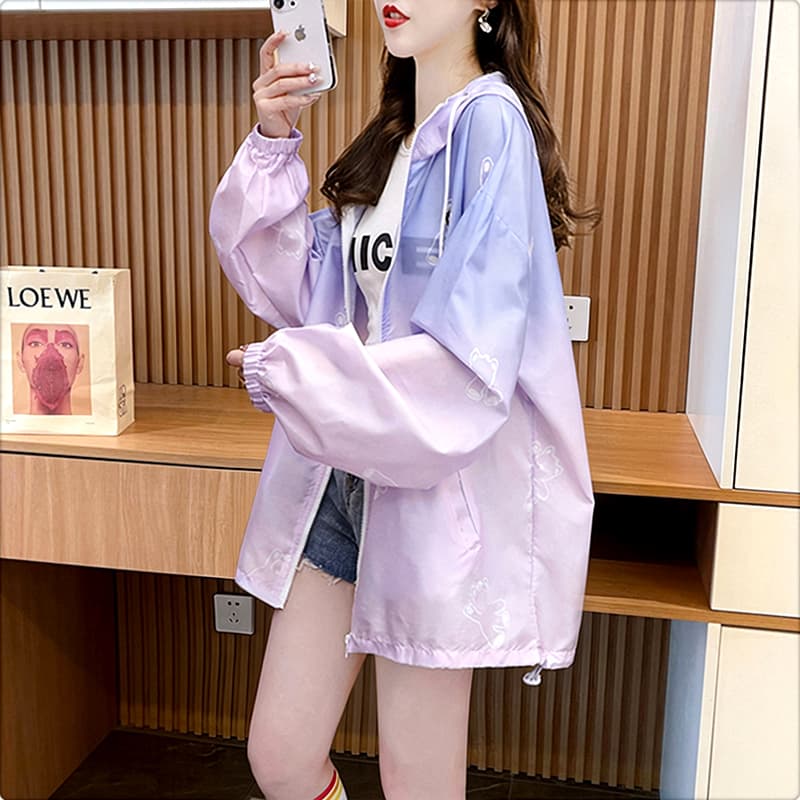 실사 폴리에스터 2026 여름 드레스 얇은 스타일 자외선 차단 의류 여성 코트 루즈핏 중간 길이 캐주얼 자외선 차단 복 맨위 상세 이미지 12