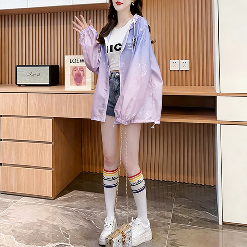 실사 폴리에스터 2026 여름 드레스 얇은 스타일 자외선 차단 의류 여성 코트 루즈핏 중간 길이 캐주얼 자외선 차단 복 맨위 상세 이미지 15