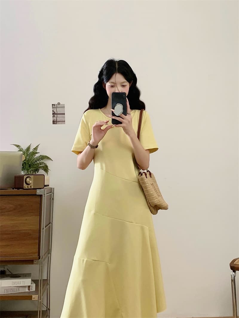 실사 지방 mm 프랑스식 미니멀리즘 홀로우 아웃 루즈핏 표지 고기 슬림해 보이는 롱 코트 드레스 상세 이미지 10