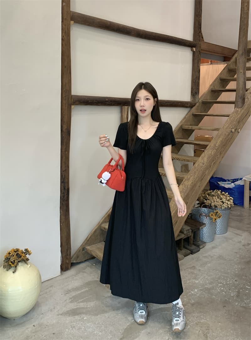 실사 지방 mm 디자인 센스 그는 벤 바람 가슴 스트랩 슬림해 보이는 표지 고기 드레스 이미지 3