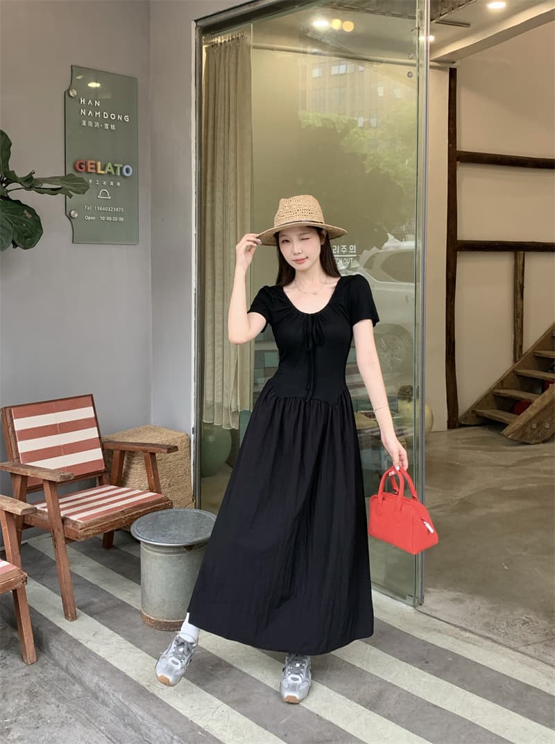 실사 지방 mm 디자인 센스 그는 벤 바람 가슴 스트랩 슬림해 보이는 표지 고기 드레스 상세 이미지 3