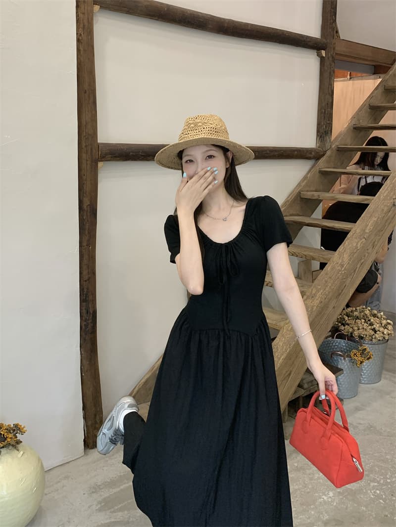 실사 지방 mm 디자인 센스 그는 벤 바람 가슴 스트랩 슬림해 보이는 표지 고기 드레스 상세 이미지 6