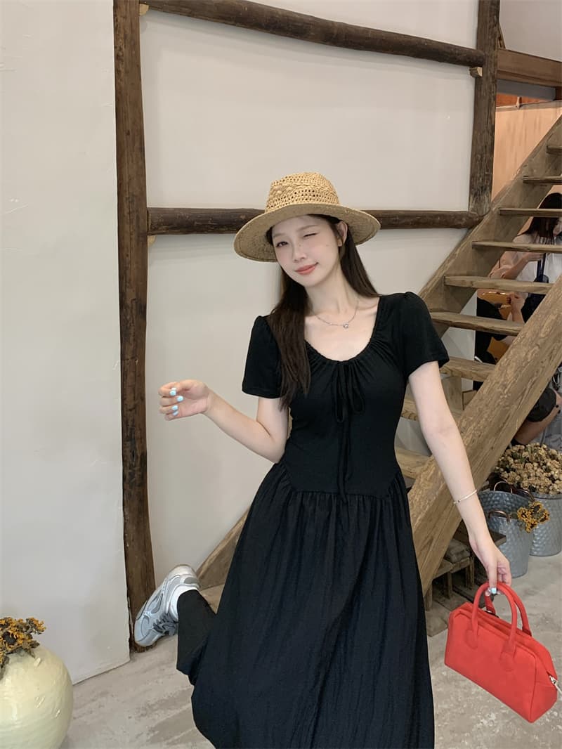 실사 지방 mm 디자인 센스 그는 벤 바람 가슴 스트랩 슬림해 보이는 표지 고기 드레스 상세 이미지 9