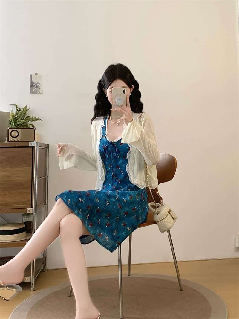 지방 mm 여름 해변가 휴가 행침 목 슬림해 보이는 드레스 자외선 차단 작은 셔츠 상세 이미지 12