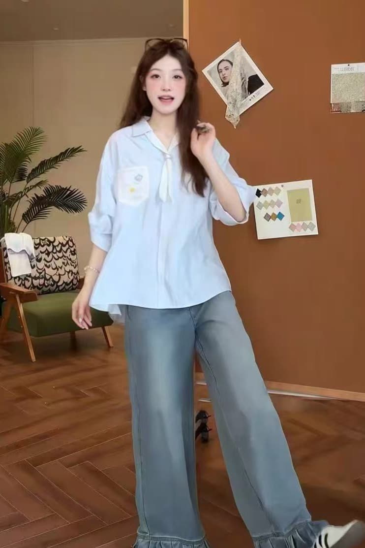 레트로 신선함 바람 작은 대중 패션 스트라이프 통기성 다용도 셔츠 빅 사이즈 마이크로 지방 반팔 맨위 이미지 6