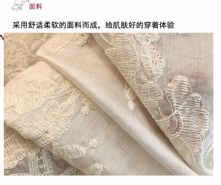 실사 디자인 센스 달콤함 라운드 넥 레이스업 자수 여성 셔츠 품격 슬림해 보이는 Chic 자수 루즈핏 긴팔 작은 셔츠 상세 이미지 6