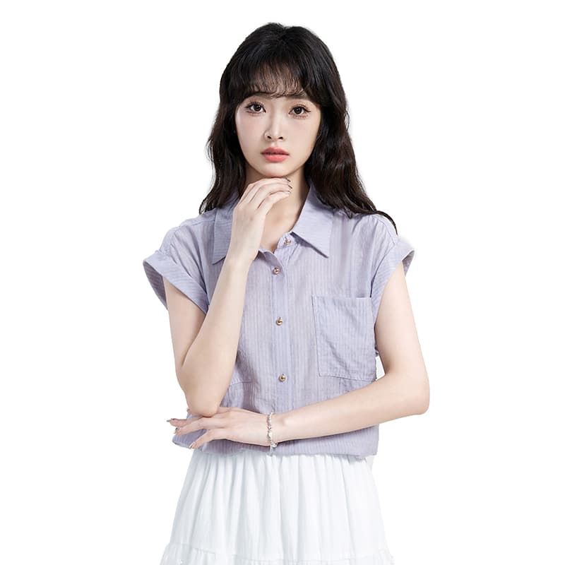 실사 2026 년 보라색 품격 출퇴근 민소매 여성 셔츠 여름 프랑스식 부드러운 느긋한 바람 루즈핏 맨위 이미지 5
