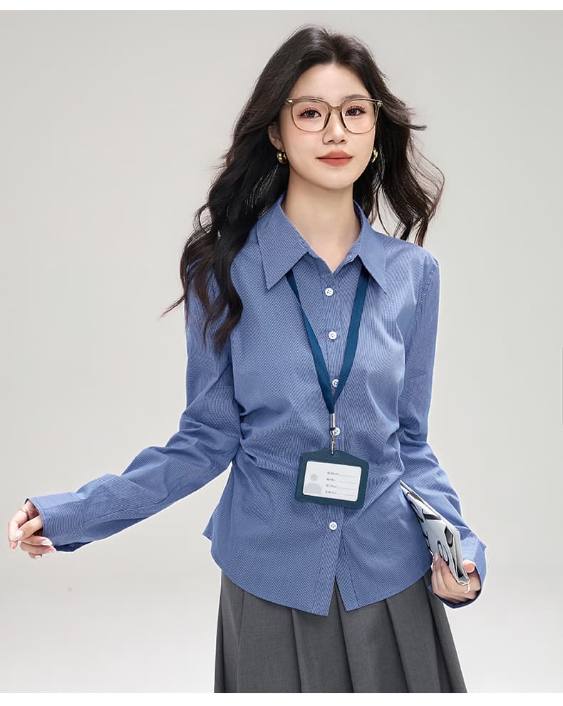 실사 프랑스식 레트로 스타일 긴팔 여성 셔츠 2025 년 가을 새로운 경력 몸매 가꾸기 디자인 센스 작은 대중 맨위 상세 이미지 17