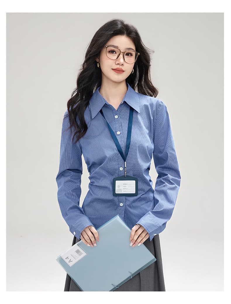 실사 프랑스식 레트로 스타일 긴팔 여성 셔츠 2025 년 가을 새로운 경력 몸매 가꾸기 디자인 센스 작은 대중 맨위 상세 이미지 22