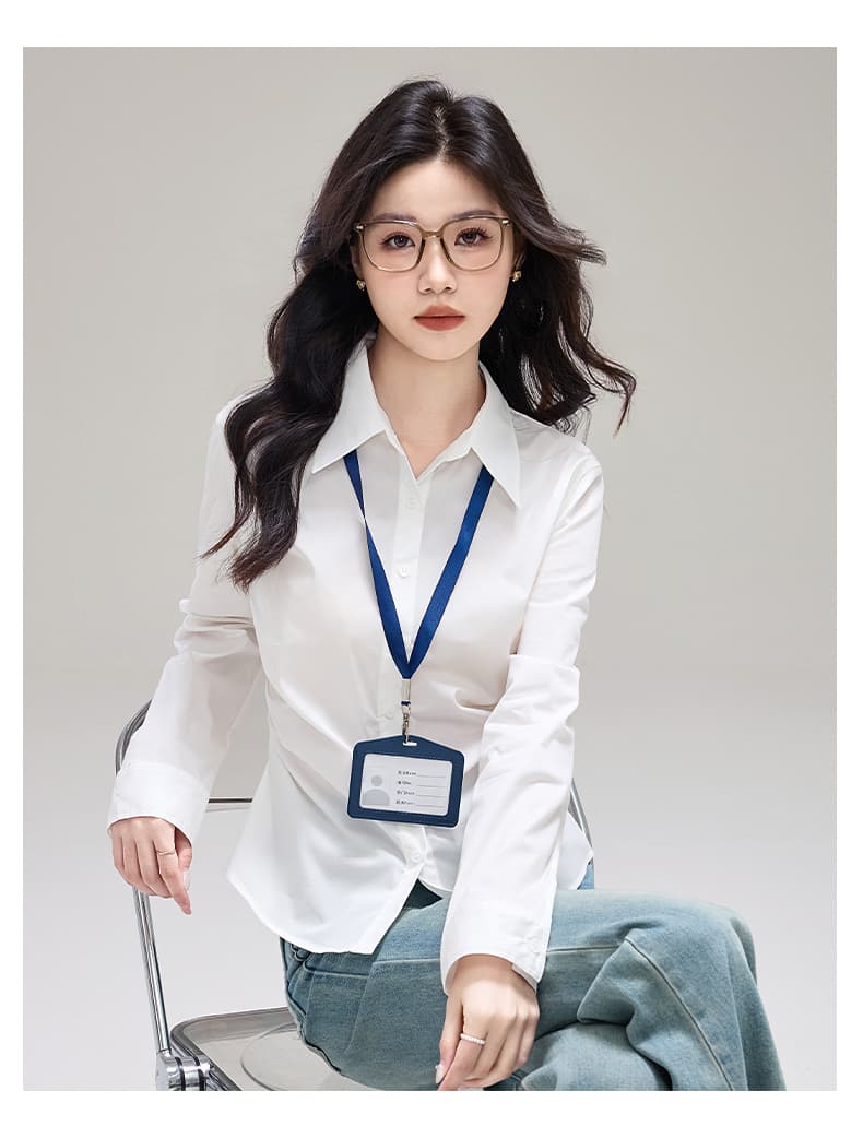 실사 프랑스식 레트로 스타일 긴팔 여성 셔츠 2025 년 가을 새로운 경력 몸매 가꾸기 디자인 센스 작은 대중 맨위 상세 이미지 31