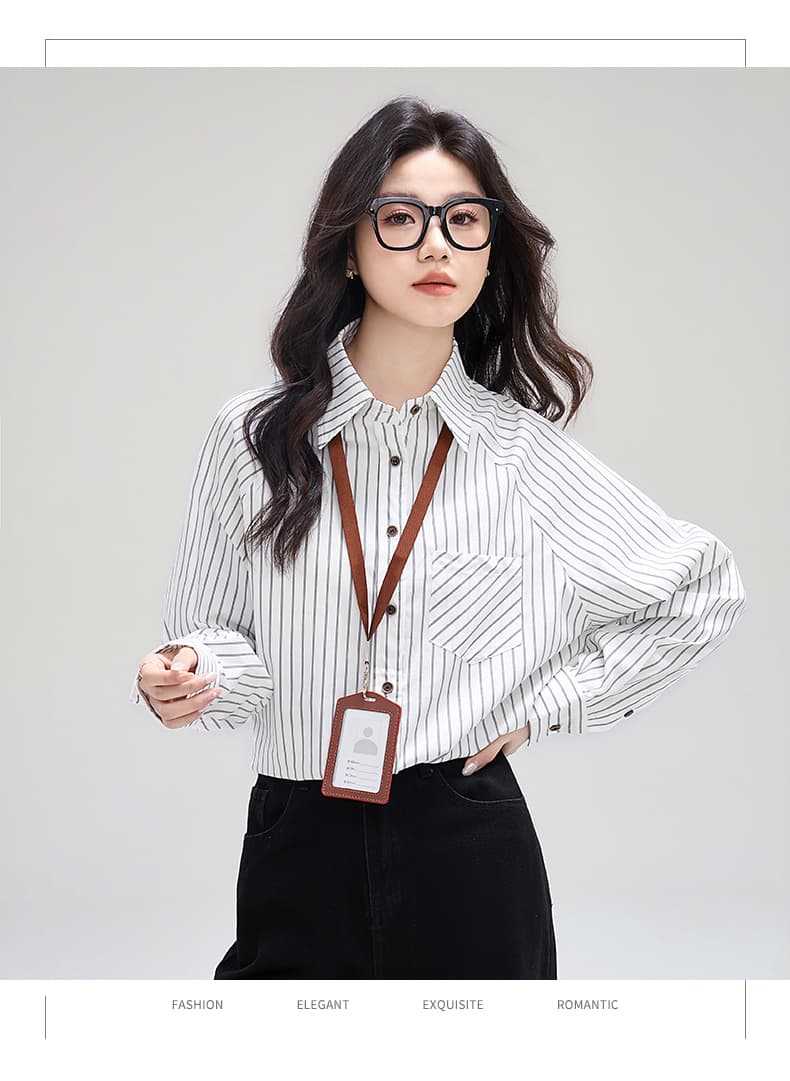 실사 2026 스트라이프 긴팔 여성 셔츠 가을 새로운 루즈핏 인사이드 가져 가라. 슈퍼 잘 생긴 캐주얼 맨위 상세 이미지 19